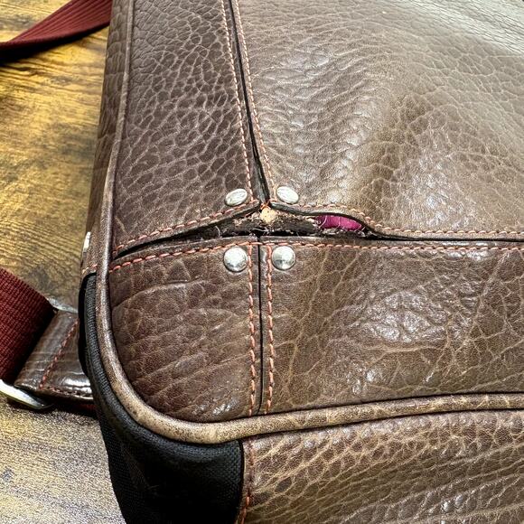 Tusk Computer Brief Messenger Bag Leather Padded Adjustable Strap FLAW READ - Picture 5 of 16
